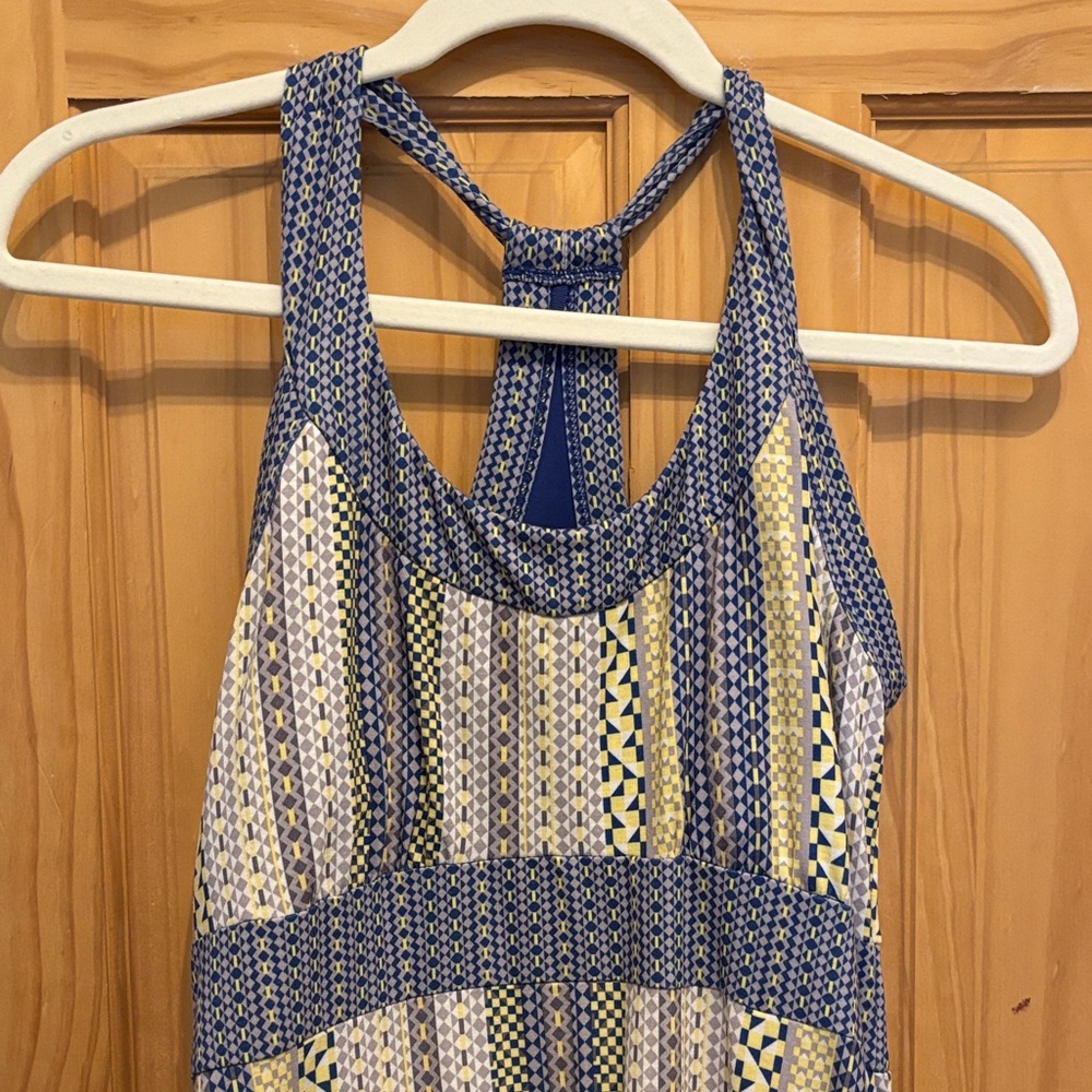 Athleta Blue and Yellow Geometric Maxi Dress